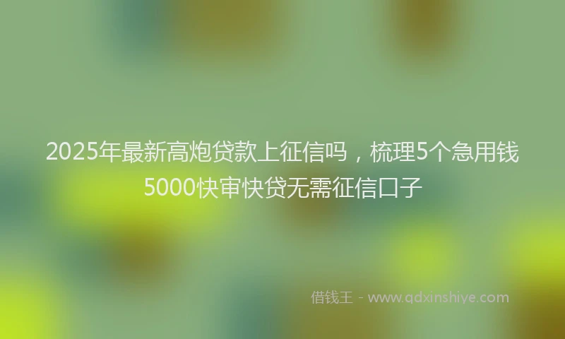 2025年最新高炮贷款上征信吗，梳理5个急用钱5000快审快贷无需征信口子