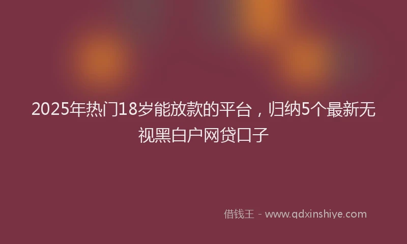 2025年热门18岁能放款的平台，归纳5个最新无视黑白户网贷口子