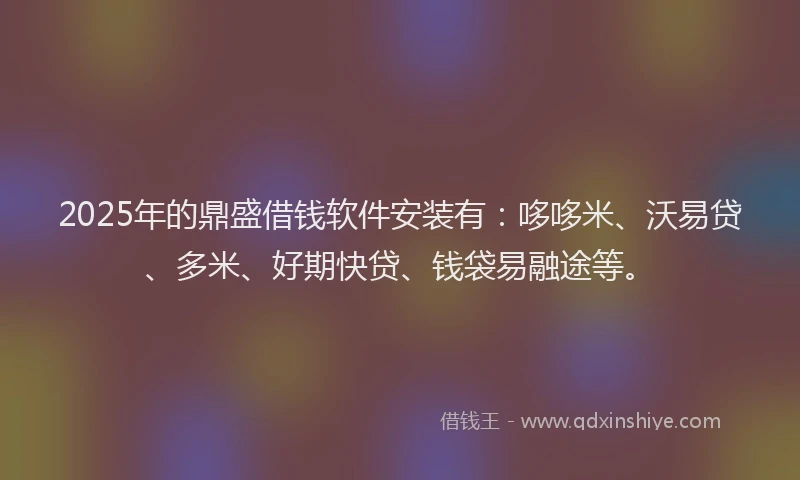 2025年的鼎盛借钱软件安装有：哆哆米、沃易贷、多米、好期快贷、钱袋易融途等。