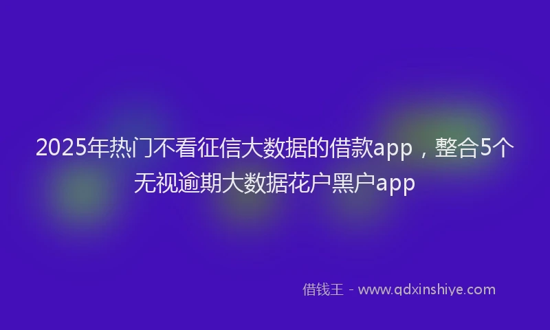 2025年热门不看征信大数据的借款app，整合5个无视逾期大数据花户黑户app