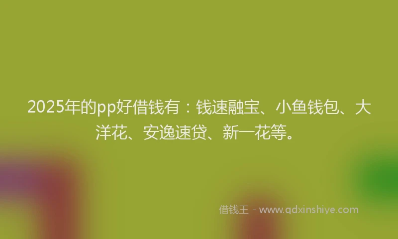 2025年的pp好借钱有：钱速融宝、小鱼钱包、大洋花、安逸速贷、新一花等。