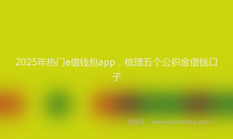 2025年热门e借钱包app，梳理五个公积金借钱口子