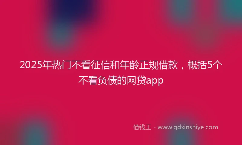 2025年热门不看征信和年龄正规借款，概括5个不看负债的网贷app