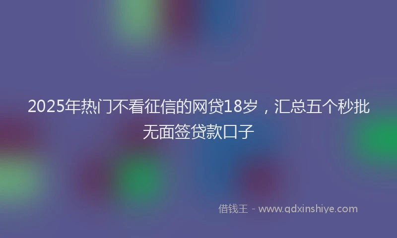 2025年热门不看征信的网贷18岁，汇总五个秒批无面签贷款口子