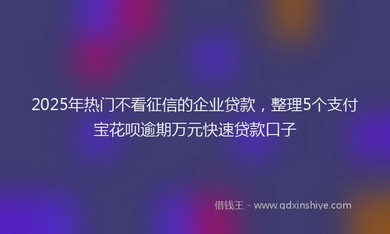 2025年热门不看征信的企业贷款，整理5个支付宝花呗逾期万元快速贷款口子