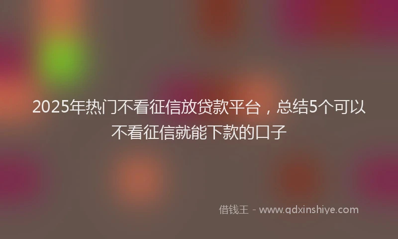 2025年热门不看征信放贷款平台，总结5个可以不看征信就能下款的口子