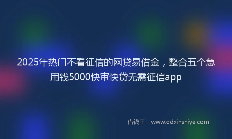 2025年热门不看征信的网贷易借金，整合五个急用钱5000快审快贷无需征信app