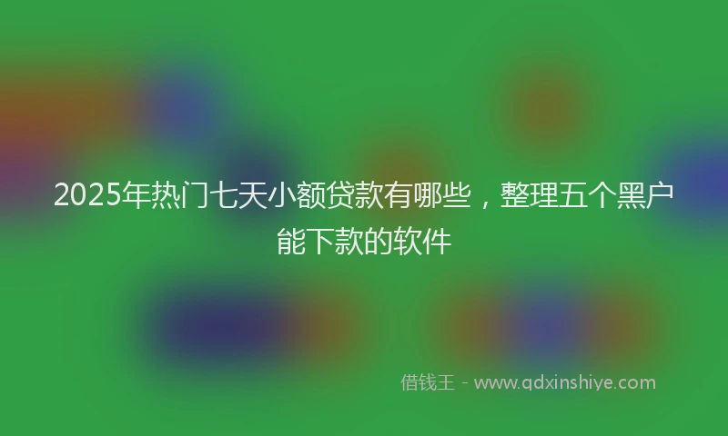 2025年热门七天小额贷款有哪些，整理五个黑户能下款的软件