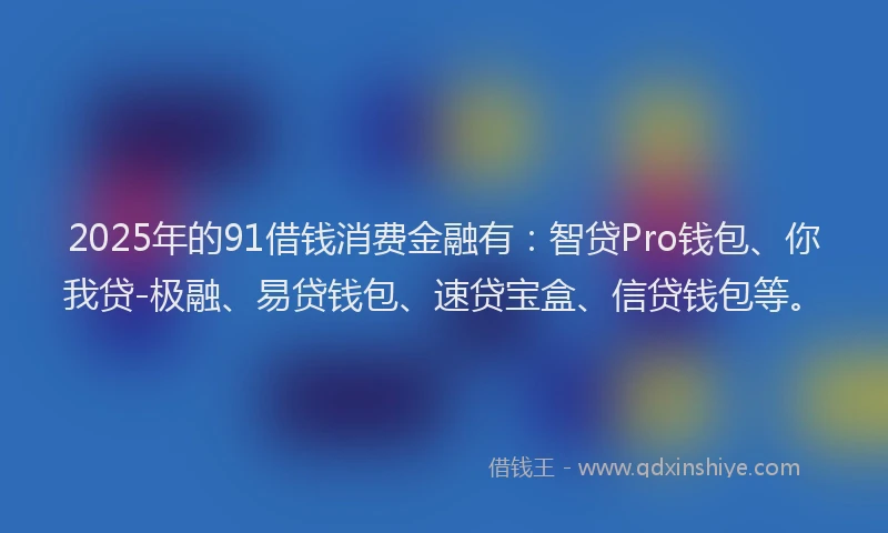 2025年的91借钱消费金融有：智贷Pro钱包、你我贷-极融、易贷钱包、速贷宝盒、信贷钱包等。