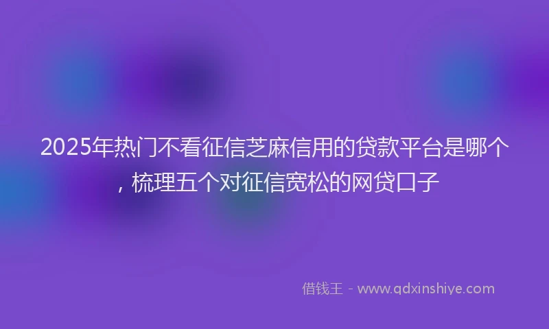 2025年热门不看征信芝麻信用的贷款平台是哪个，梳理五个对征信宽松的网贷口子