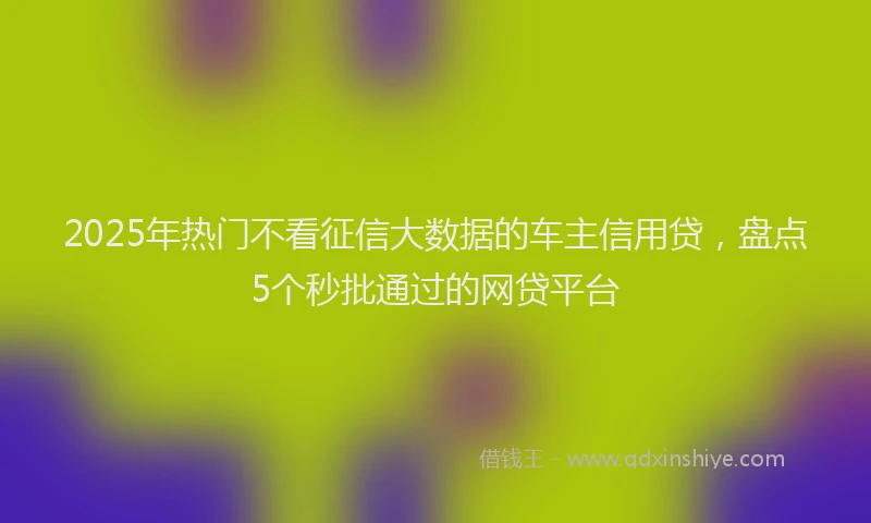 2025年热门不看征信大数据的车主信用贷，盘点5个秒批通过的网贷平台
