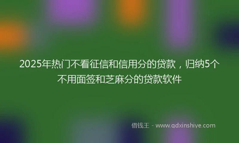 2025年热门不看征信和信用分的贷款，归纳5个不用面签和芝麻分的贷款软件