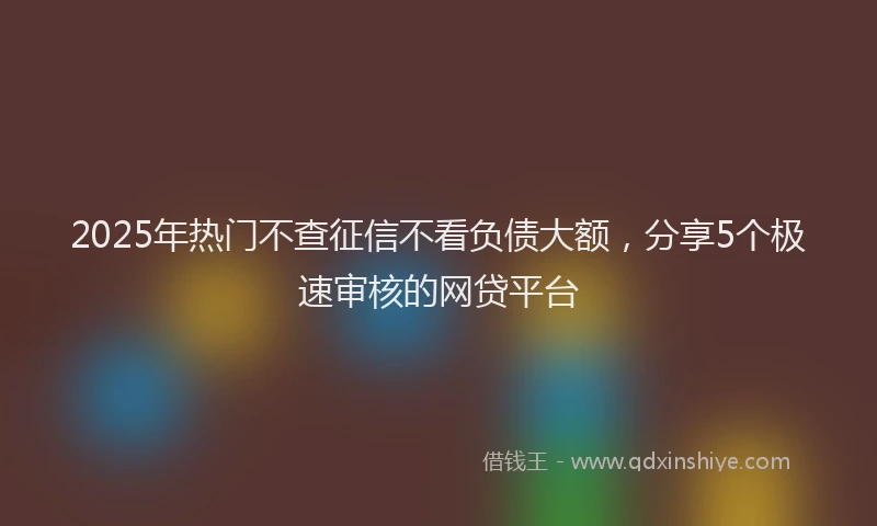 2025年热门不查征信不看负债大额，分享5个极速审核的网贷平台