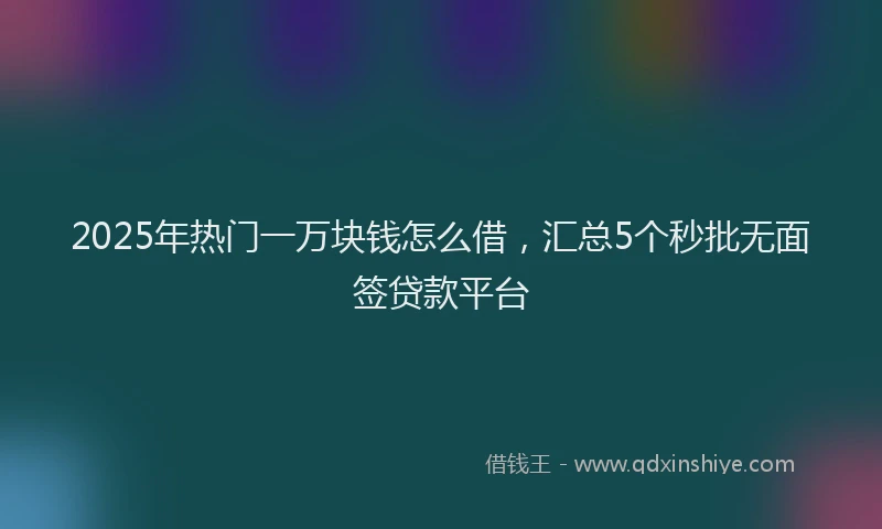 2025年热门一万块钱怎么借，汇总5个秒批无面签贷款平台