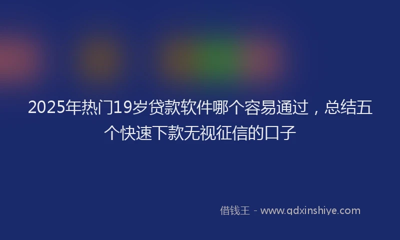 2025年热门19岁贷款软件哪个容易通过，总结五个快速下款无视征信的口子