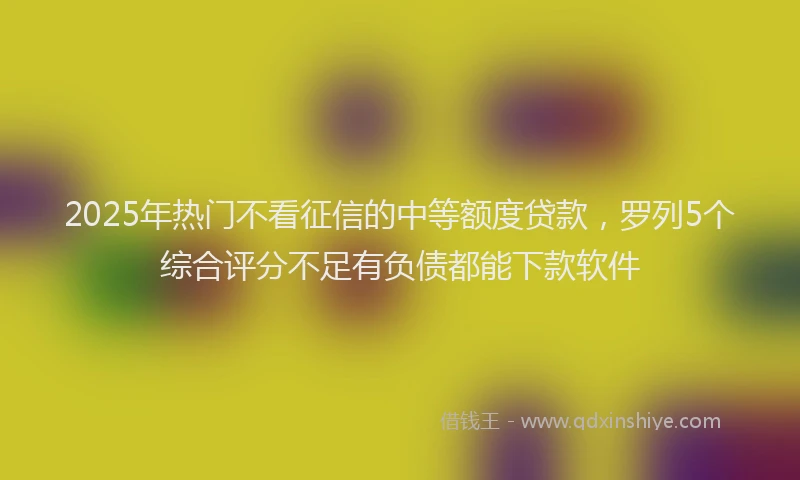 2025年热门不看征信的中等额度贷款，罗列5个综合评分不足有负债都能下款软件