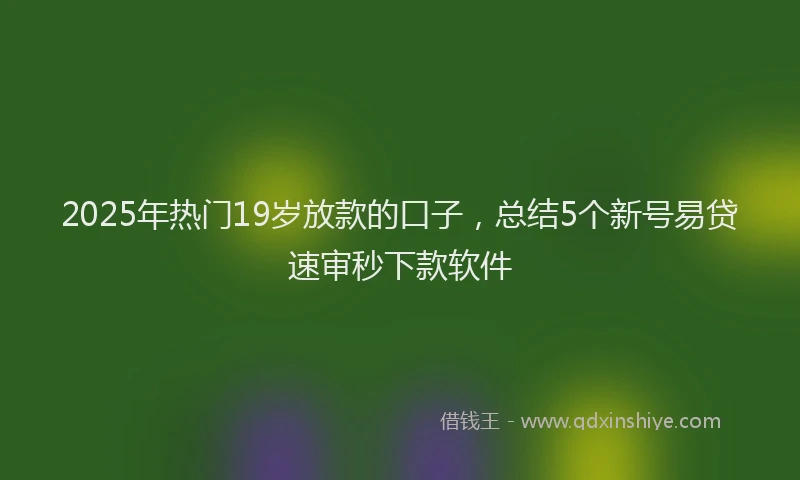 2025年热门19岁放款的口子，总结5个新号易贷速审秒下款软件