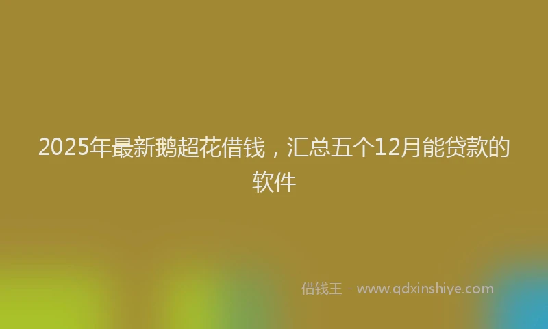 2025年最新鹅超花借钱，汇总五个12月能贷款的软件