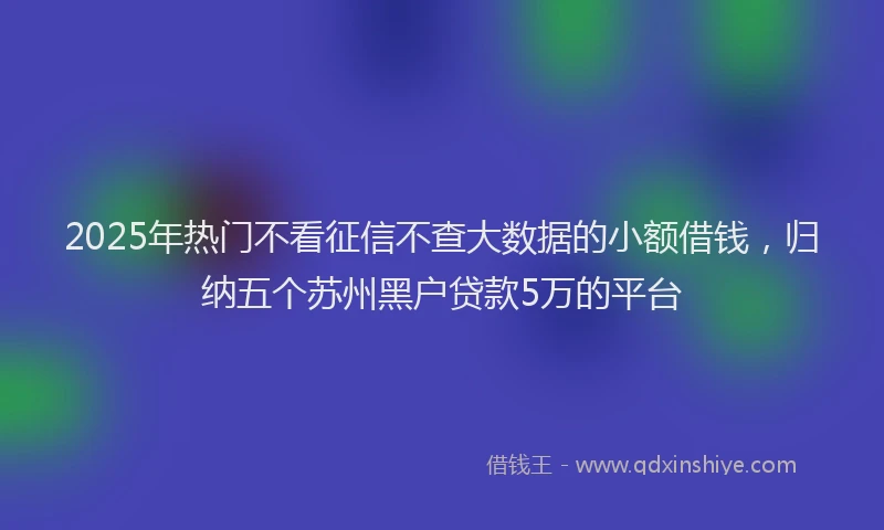 2025年热门不看征信不查大数据的小额借钱，归纳五个苏州黑户贷款5万的平台