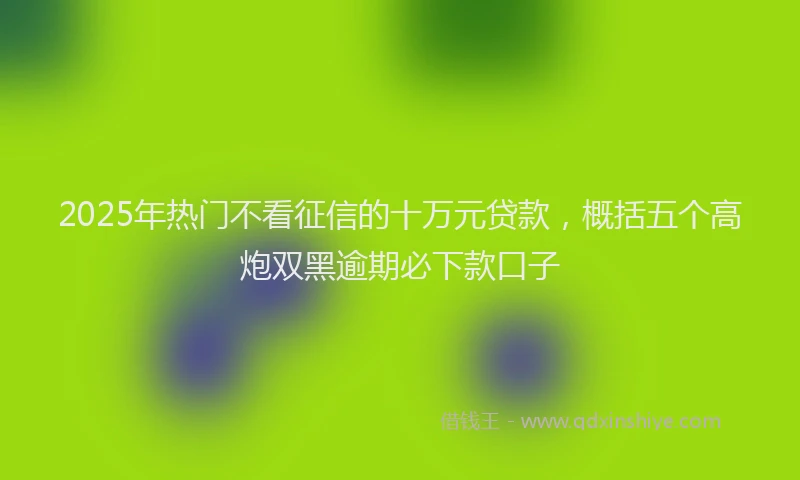 2025年热门不看征信的十万元贷款，概括五个高炮双黑逾期必下款口子