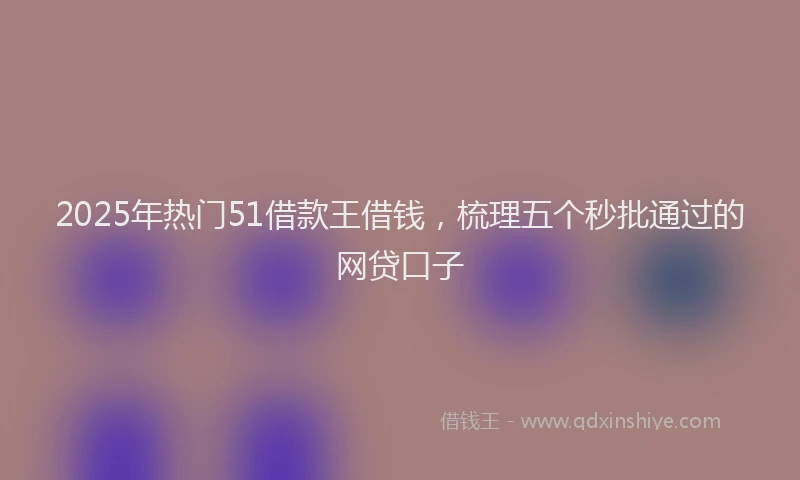 2025年热门51借款王借钱，梳理五个秒批通过的网贷口子