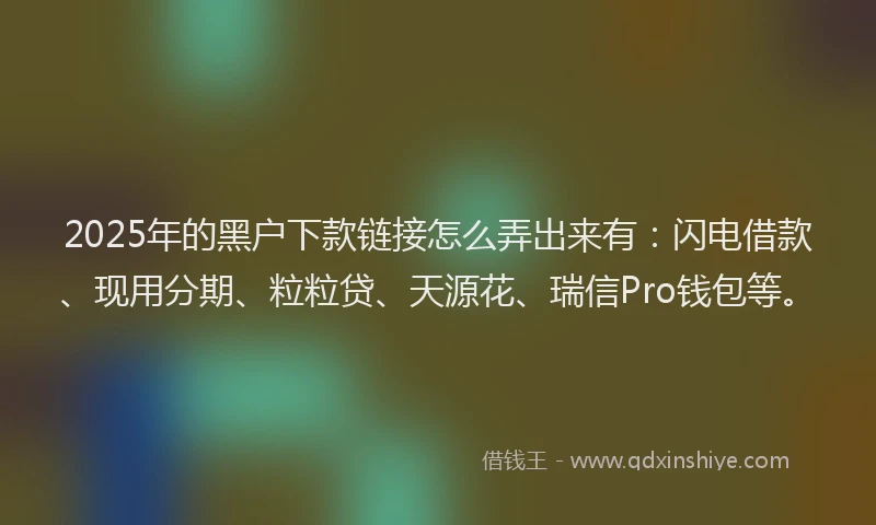 2025年的黑户下款链接怎么弄出来有：闪电借款、现用分期、粒粒贷、天源花、瑞信Pro钱包等。