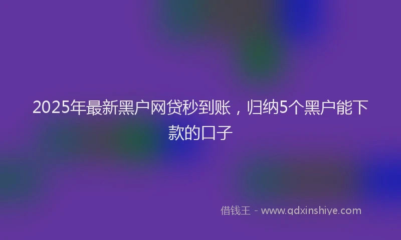 2025年最新黑户网贷秒到账，归纳5个黑户能下款的口子