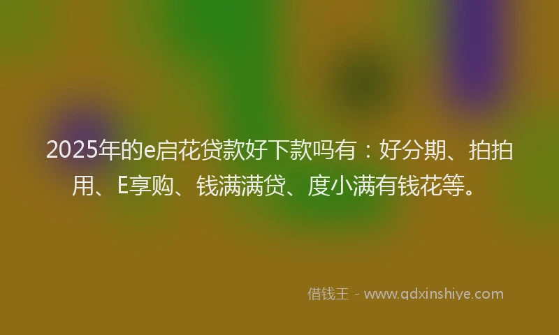 2025年的e启花贷款好下款吗有：好分期、拍拍用、E享购、钱满满贷、度小满有钱花等。