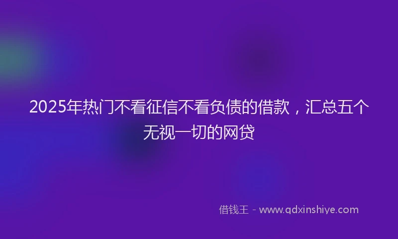 2025年热门不看征信不看负债的借款，汇总五个无视一切的网贷