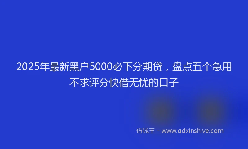2025年最新黑户5000必下分期贷，盘点五个急用不求评分快借无忧的口子