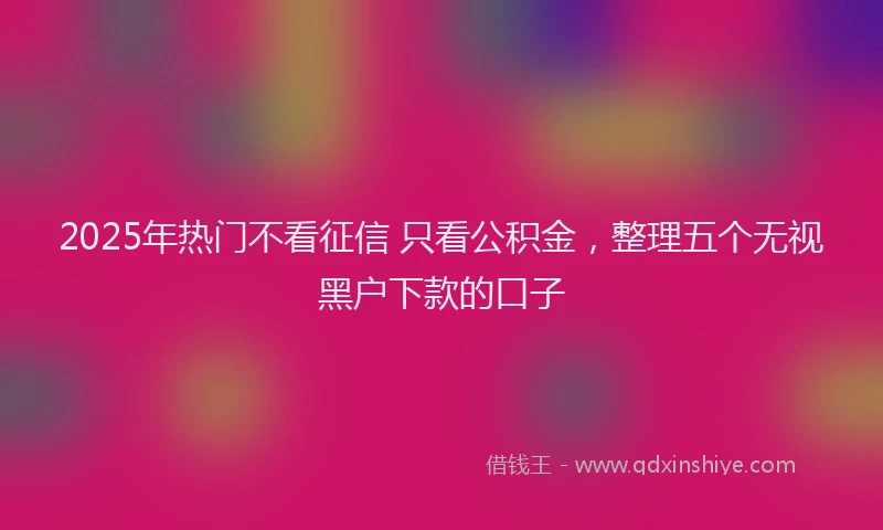 2025年热门不看征信 只看公积金，整理五个无视黑户下款的口子