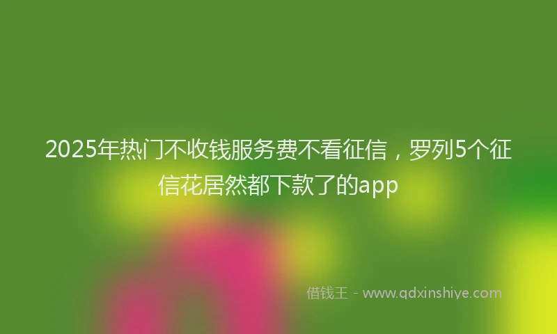 2025年热门不收钱服务费不看征信，罗列5个征信花居然都下款了的app