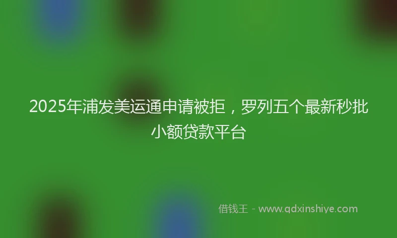 2025年浦发美运通申请被拒，罗列五个最新秒批小额贷款平台