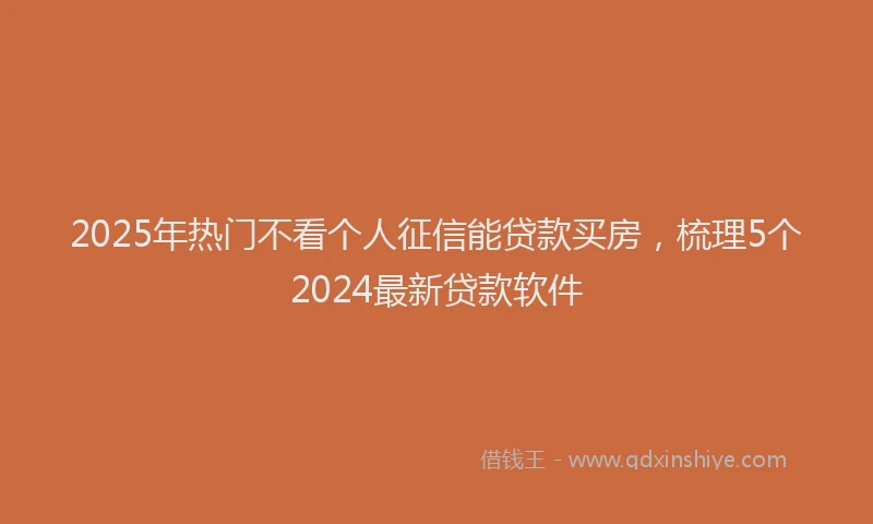 2025年热门不看个人征信能贷款买房，梳理5个2024最新贷款软件