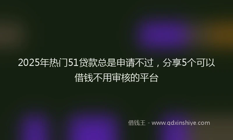 2025年热门51贷款总是申请不过，分享5个可以借钱不用审核的平台