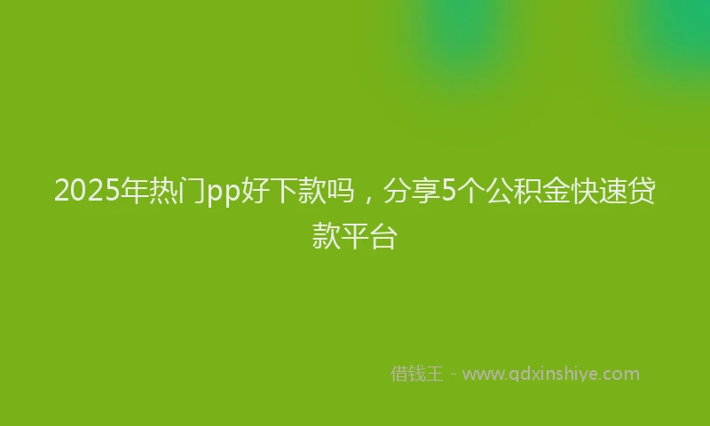 2025年热门pp好下款吗，分享5个公积金快速贷款平台