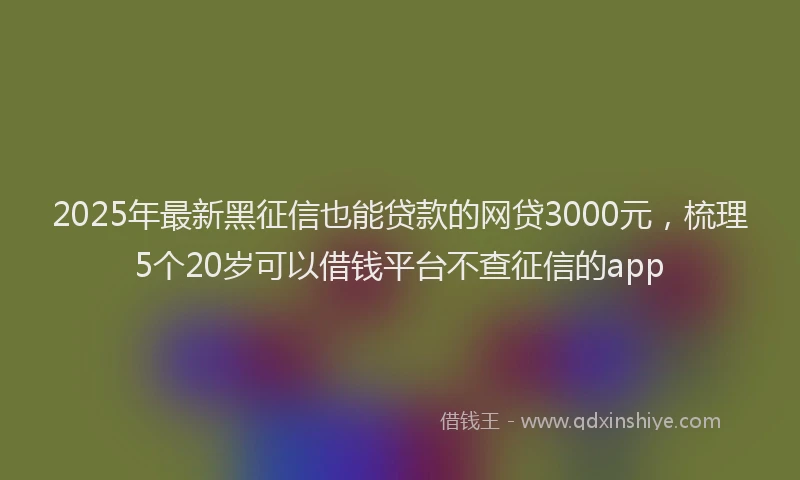 2025年最新黑征信也能贷款的网贷3000元，梳理5个20岁可以借钱平台不查征信的app