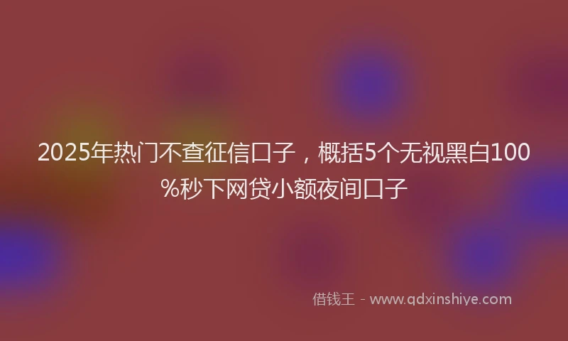 2025年热门不查征信口子，概括5个无视黑白100%秒下网贷小额夜间口子