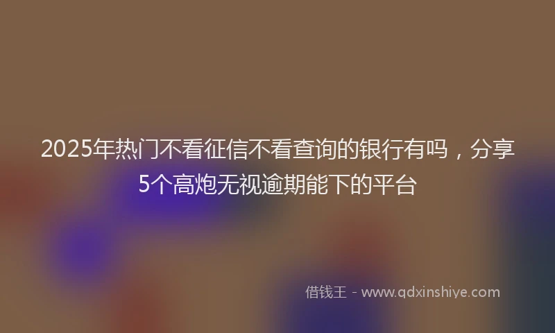 2025年热门不看征信不看查询的银行有吗，分享5个高炮无视逾期能下的平台