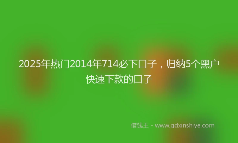 2025年热门2014年714必下口子，归纳5个黑户快速下款的口子