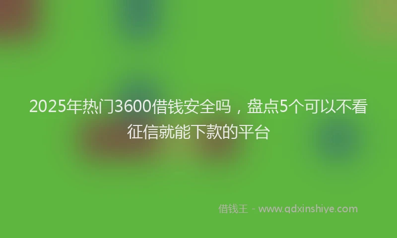 2025年热门3600借钱安全吗，盘点5个可以不看征信就能下款的平台
