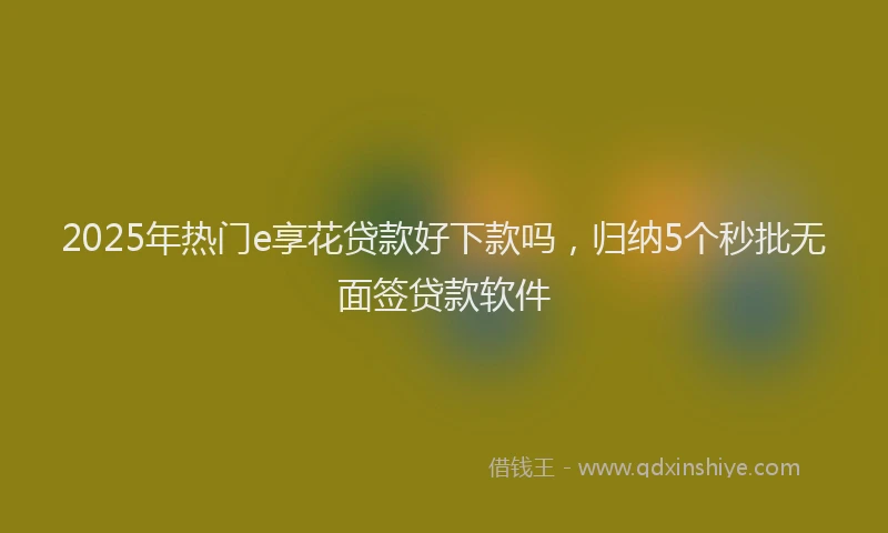 2025年热门e享花贷款好下款吗，归纳5个秒批无面签贷款软件