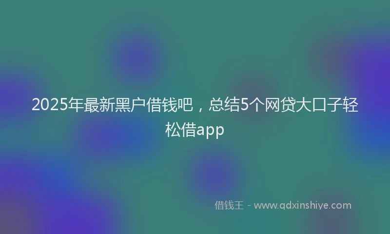 2025年最新黑户借钱吧，总结5个网贷大口子轻松借app