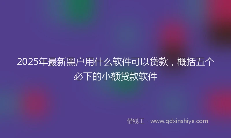 2025年最新黑户用什么软件可以贷款，概括五个必下的小额贷款软件