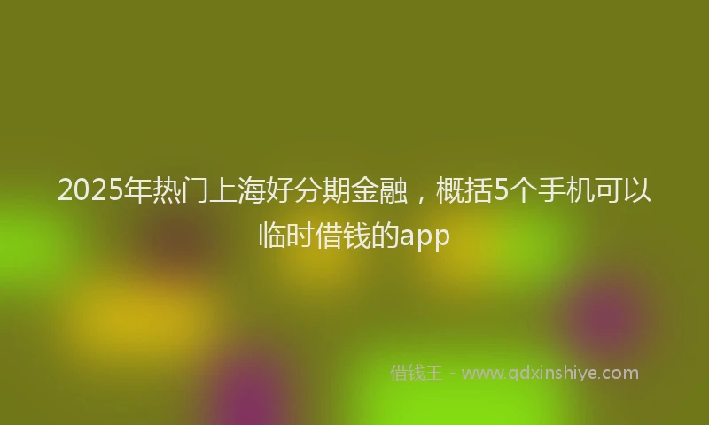 2025年热门上海好分期金融，概括5个手机可以临时借钱的app