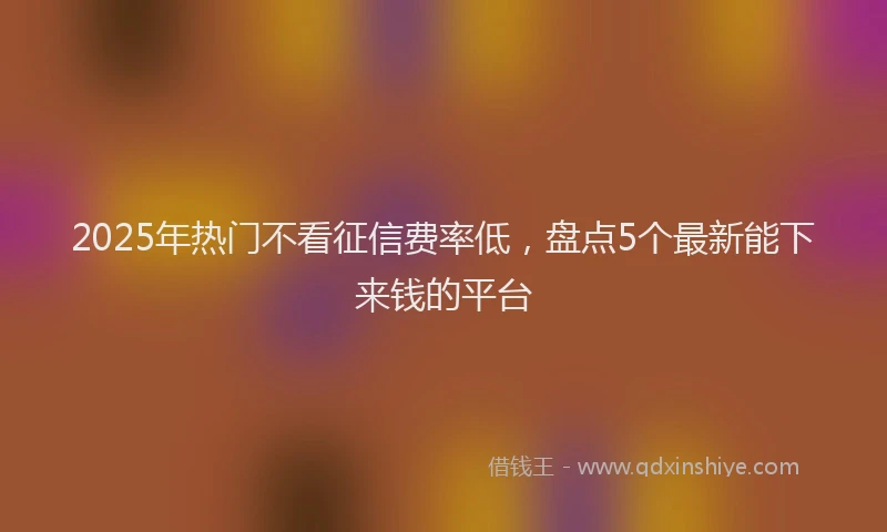 2025年热门不看征信费率低，盘点5个最新能下来钱的平台