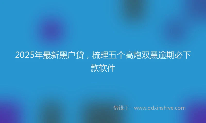 2025年最新黑户贷，梳理五个高炮双黑逾期必下款软件