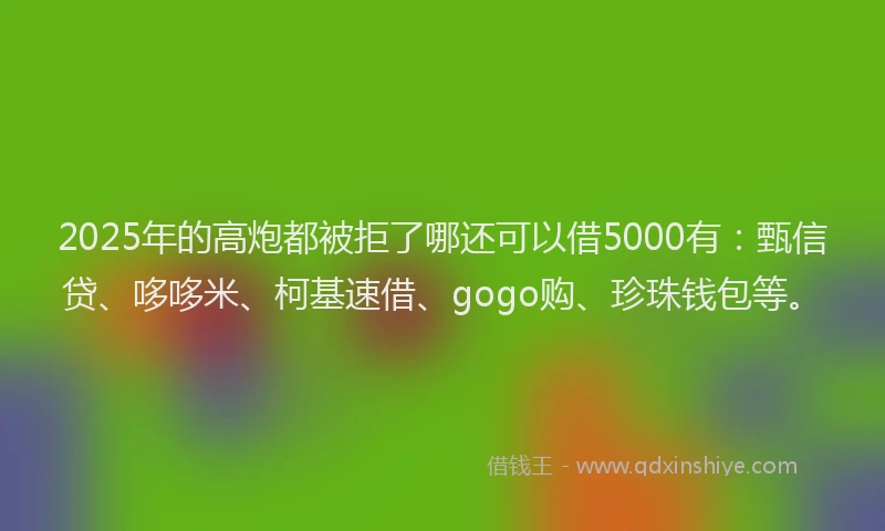 2025年的高炮都被拒了哪还可以借5000有：甄信贷、哆哆米、柯基速借、gogo购、珍珠钱包等。