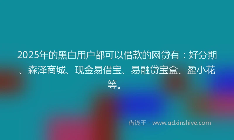 2025年的黑白用户都可以借款的网贷有：好分期、森泽商城、现金易借宝、易融贷宝盒、盈小花等。