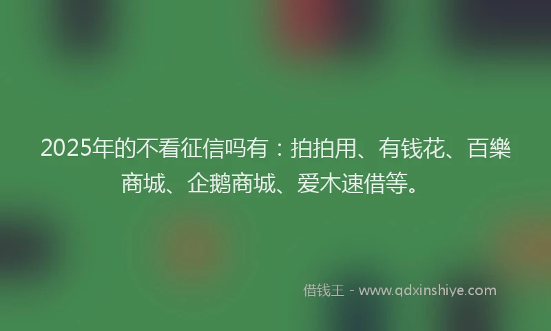 2025年的不看征信吗有：拍拍用、有钱花、百樂商城、企鹅商城、爱木速借等。